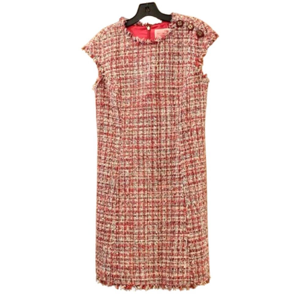 KATE SPADE~TEXTURED TWEED DRESS~Knee Length Short Sleeveless Pink SIZE 6